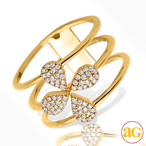 14KY 0.25CTW DIAMOND DESIGNER 3-ROW CLOVER RING