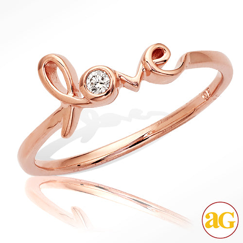 14KR 0.05CTW DIAMOND DESIGNER 'LOVE' RING