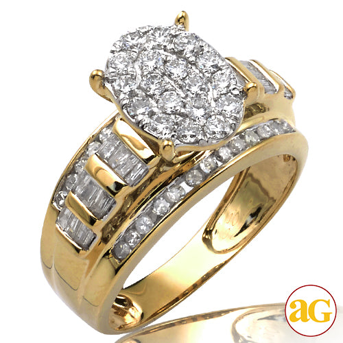 14KY 1.00CTW DIAMOND OVAL CLUSTER RING