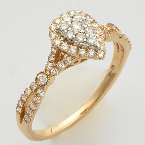 14KY 0.50CTW DIAMOND PEAR CLUSTER RING