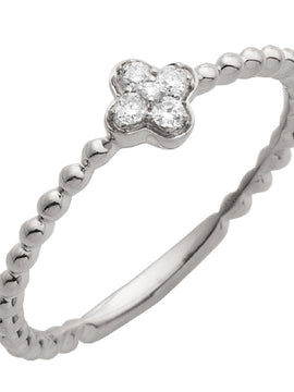 14KW 0.10CTW DIAMOND CLOVER BEADED