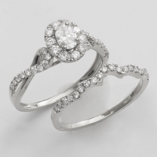 14KW 0.95CTW OVAL ENGAGEMENT RING SET