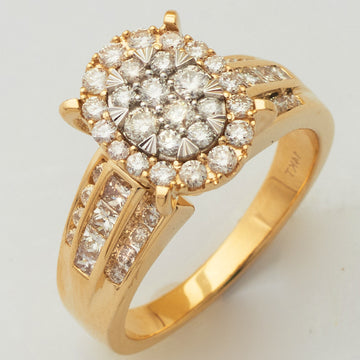 14KY+W 1.15CTW OVAL CLUSTER LADIES RING