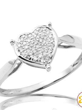 10KW 0.15CTW PRONG DIAMOND HEART RING