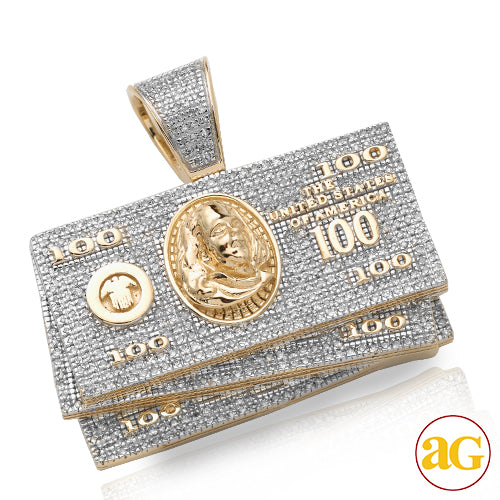 10KY 1.15CTW DIAMOND $100 MONEY STACK PENDANT