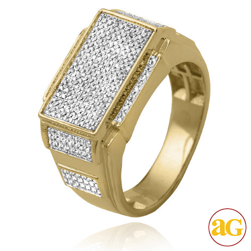 10KY 0.55CTW MICROPAVE DIAMOND RECTANGLE FACE RING