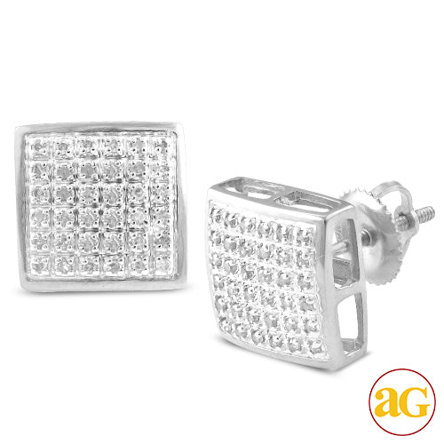 10KW 0.20CTW DIAMOND SQUARE DOME EARRINGS