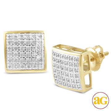 10KY 0.20CTW DIAMOND SQUARE DOME EARRINGS