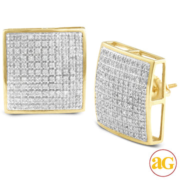 10KY 0.75CTW DIAMOND SQUARE DOME EARRINGS