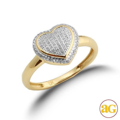 10KY 0.15CTW DIAMOND LADIES MICROPAVE HEART RING