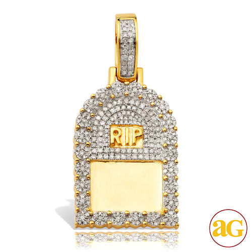 10KY 1.50CTW DIAMOND TOMBSTONE PENDANT - "RIP"