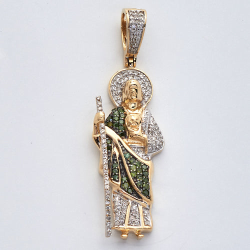 10KY 0.45CTW GREEN AND WHITE DIAMOND ST. JUDE