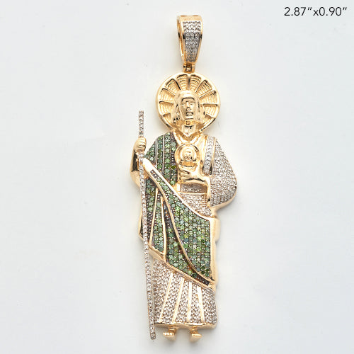 14KY 1.50CTW GREEN AND WHITE DIAMOND ST. JUDE
