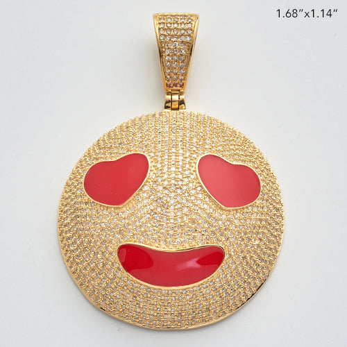 10KY 2.25CTW DIAMOND SMILEY FACE EMOJI WITH HEART