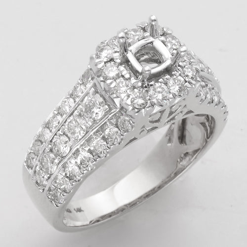 14KW 1.50CTW DIAMOND SEMI MOUNT RING - SQUARE HALO