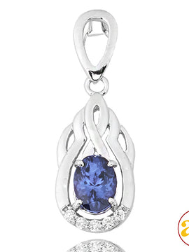 14KW 0.10CTW DIAMOND PENDANT WITH 1.50CT OVAL TANZ