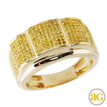 10KY 0.75CTW YELLOW DIAMOND MENS RING