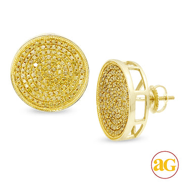10KY 2.00CTW YELLOW DIAMOND CONCAVE DISC EARRINGS
