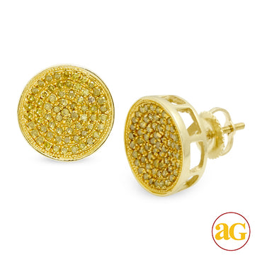 10KY 0.75CTW YELLOW DIAMOND CONCAVE DISC EARRINGS