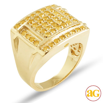 10KY 1.50CTW YELLOW DIAMOND MENS RING