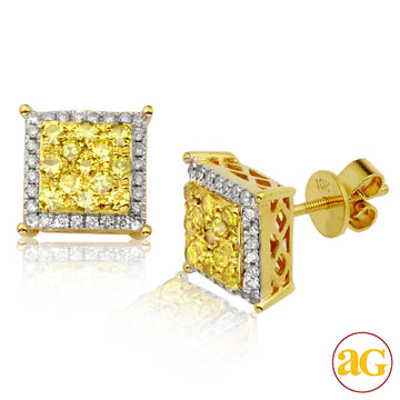 10KY 1.00CTW YELLOW AND WHITE DIAMOND CLUSTER SQ.